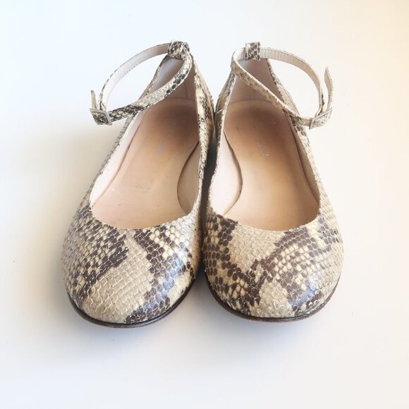 Italian Designer Paolo Castignani Snakeskin Ankle Strap Flats / Ballerinas 7 - Picture 13 of 16